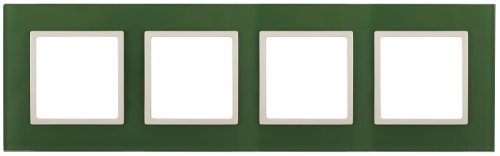 Рамка универсальная Эра Elegance 4-м. стекло зеленое/слоновая кость картинка